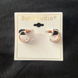 NWT Bay Studio White Semi Hoop Earrings